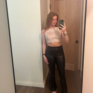 Cropped tan and white tank top